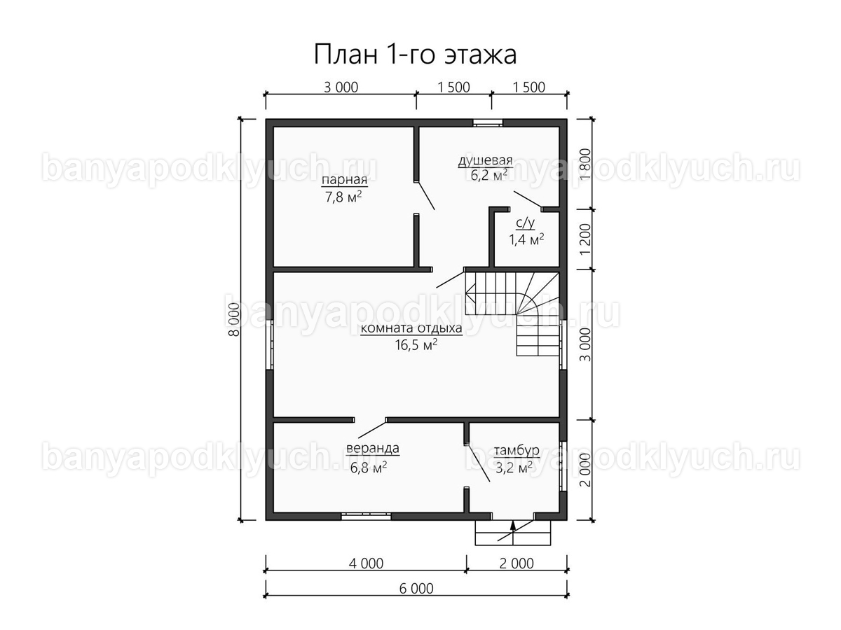 Баня из бруса 8x6 м Баня из бруса 8x6 м